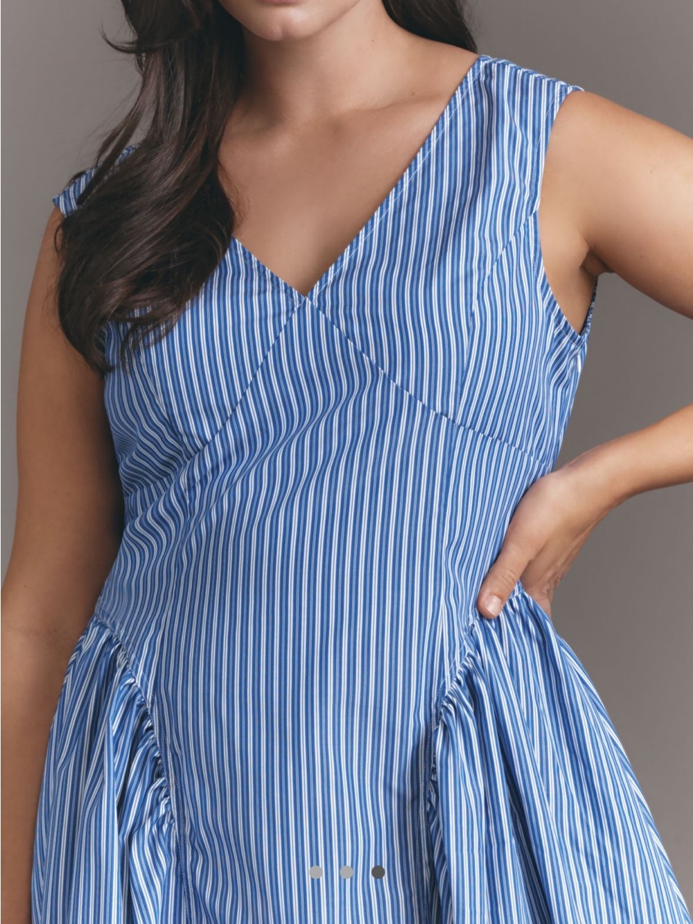 Anthropologie Blue and White Striped Midi Dress Petite 8